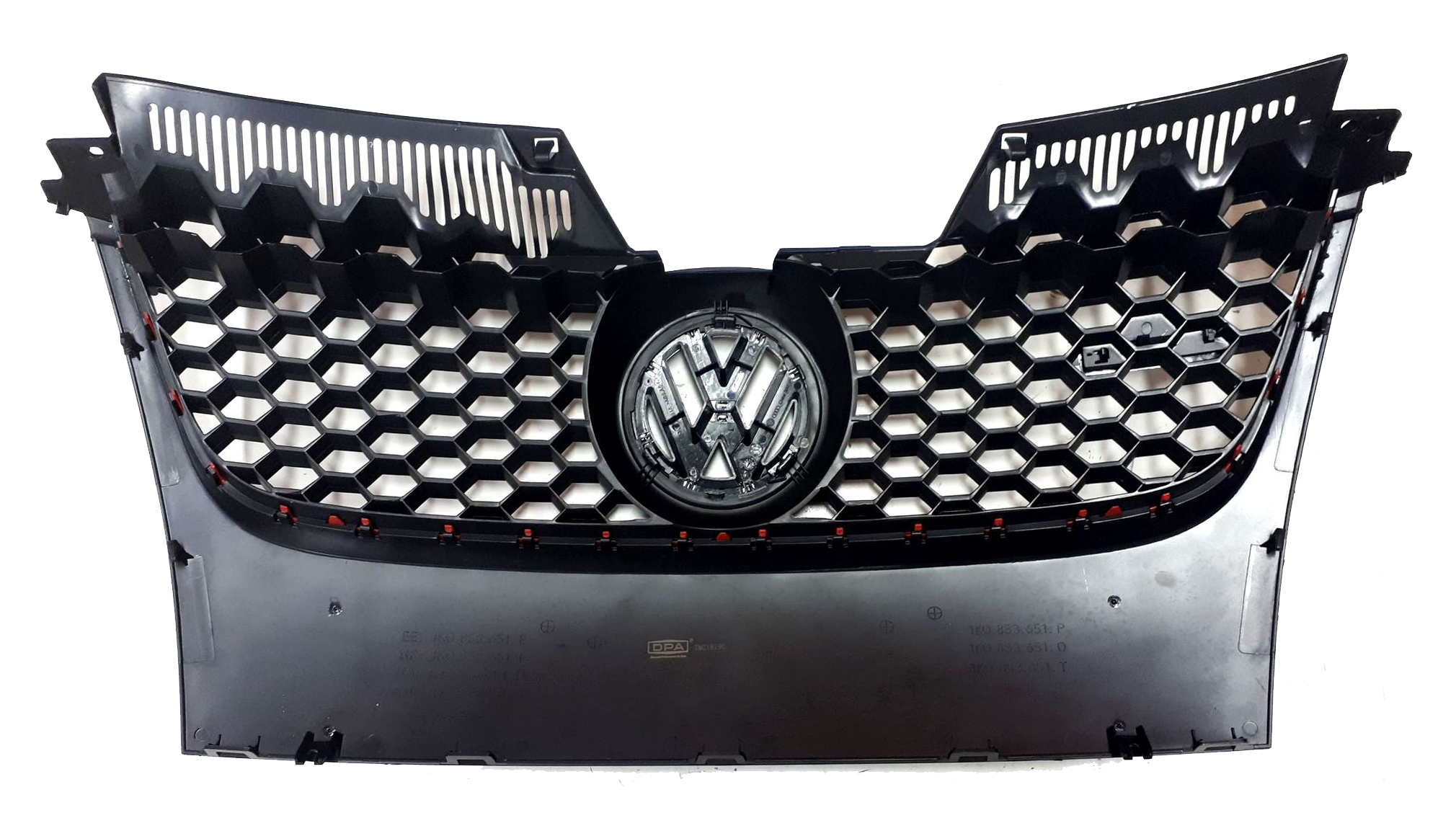 ATRAPA GRILL + LOGO VW GOLF V GTI 1K0853651E Jakość części (zgodnie z GVO) Q - oryginał z logo producenta części (OEM, OES)