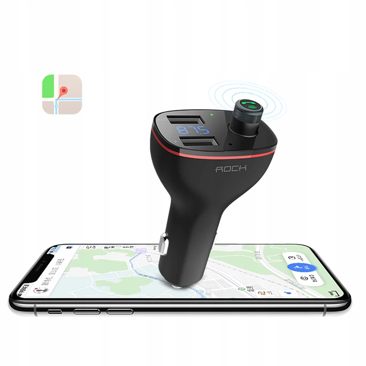 ROCK Ładowarka Samochodowa Transmiter BLUETOOTH FM Funkcje ładowarka USB