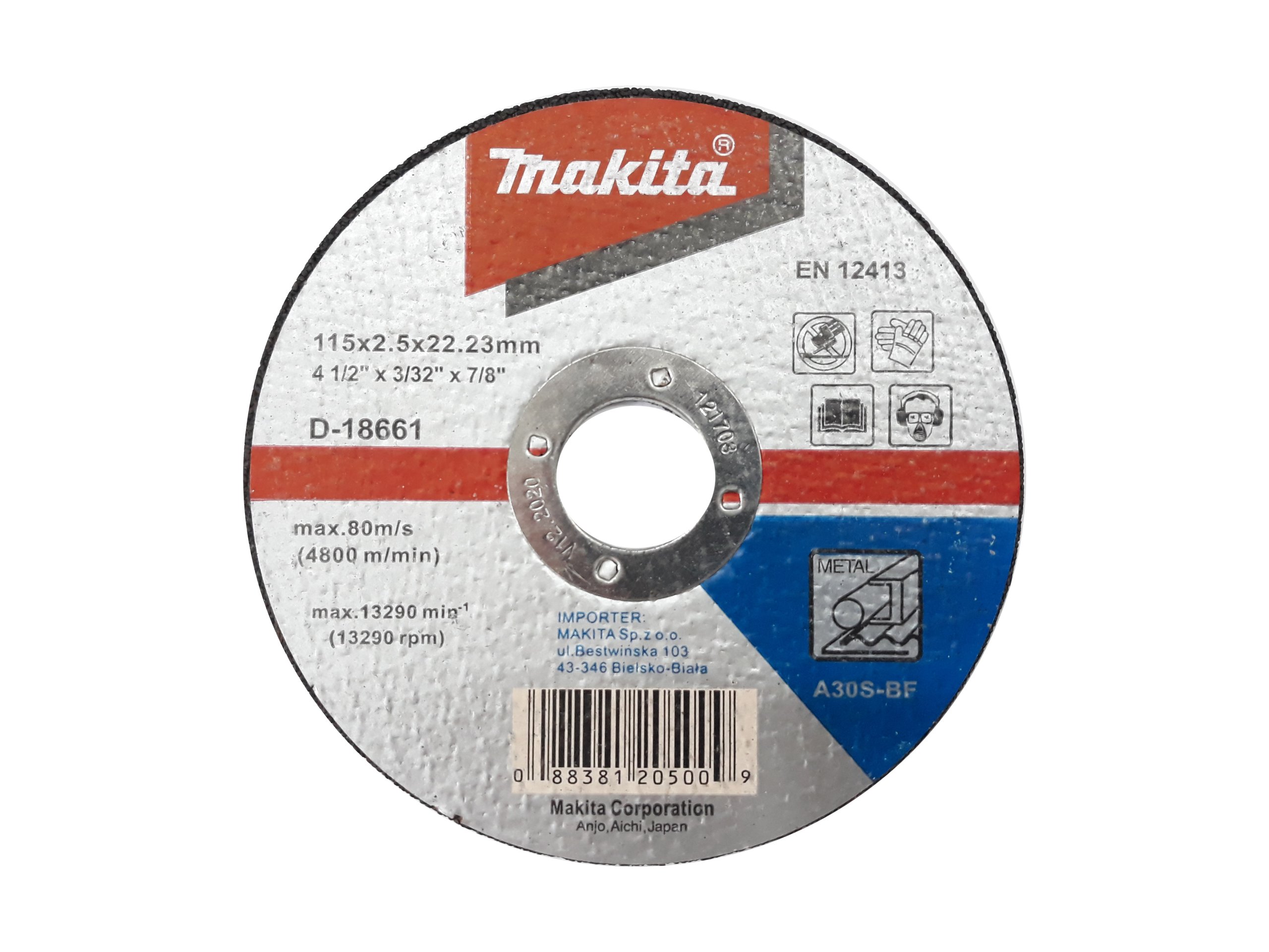 

Makita tarcza Tnąca do Metalu 115mm x2,5mm D-18661