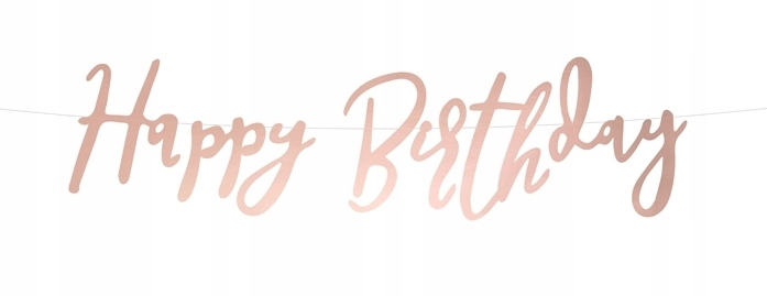 

Dekoracja Baner Happy Birthday, różowe złoto