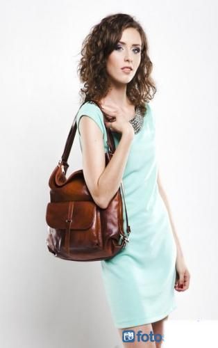 TOREBKA SKÓRZANA WOREK PLECAK 2W1 BRĄZ SKÓRA NATUR Wzór dominujący bez wzoru