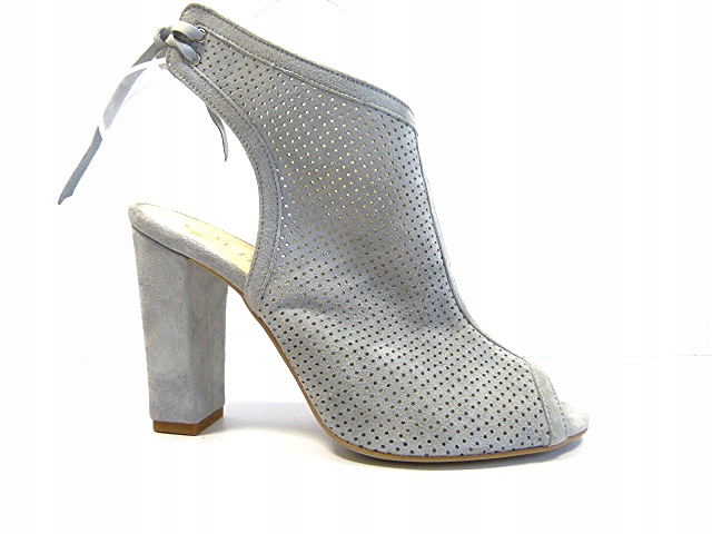 Šedé ažurové sandály se zavazováním na kožené letní boty pro ženy J.Wolski 39