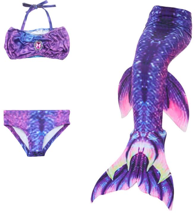 SYRENI OGON SYRENKA STRÓJ +PŁETWA MONOFIN 122 /128 Kolor fioletowy różowy