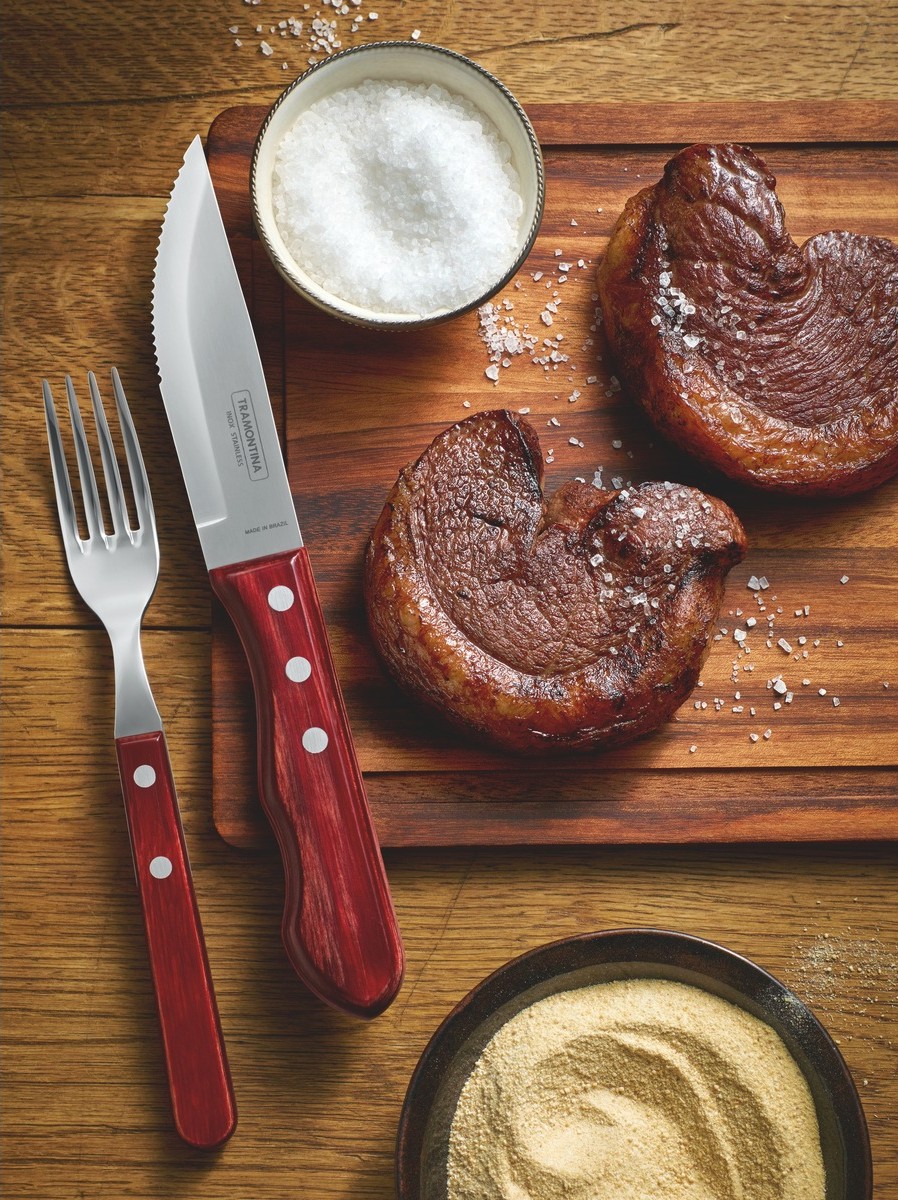 TRAMONTINA 3 x Widelec 22cm JUMBO Bordowy POLYWOOD Linia POLYWOOD