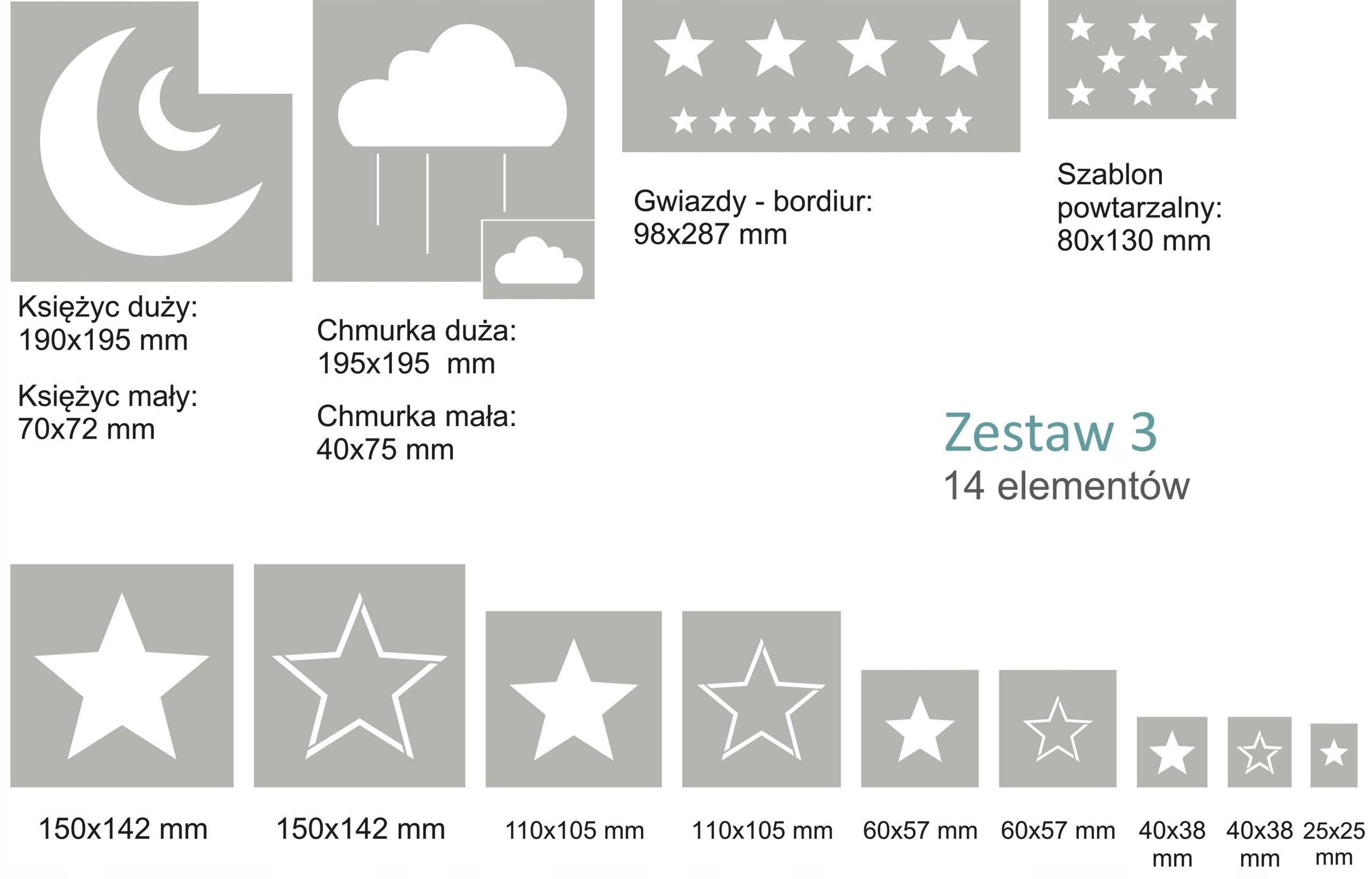 SZABLONY MALARSKIE WIELORAZOWE 14 szt. - NIEBO Bohater brak