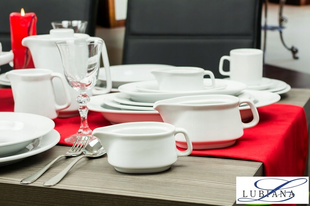 LUBIANA KASZUB HEL ZESTAW OBIADOWY I KAWOWY 187 el na 12 os BIAŁY OKRĄGŁY Liczba elementów w zestawie 187