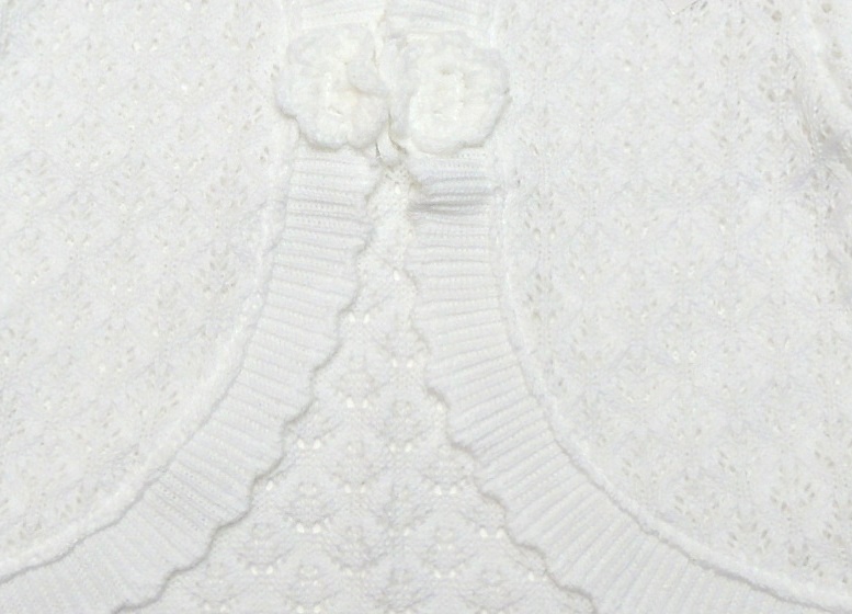 Jomar 711 białe Bolerko ażurkowe dłuższe 152 Rozmiar 152