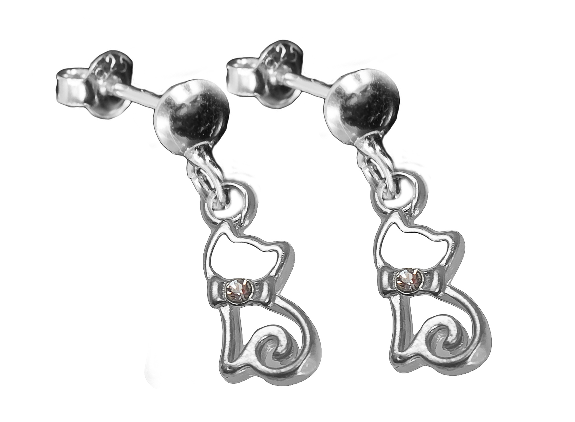 

Swarovski Kolczyki Kot Kotek z Cyrkonią Srebro