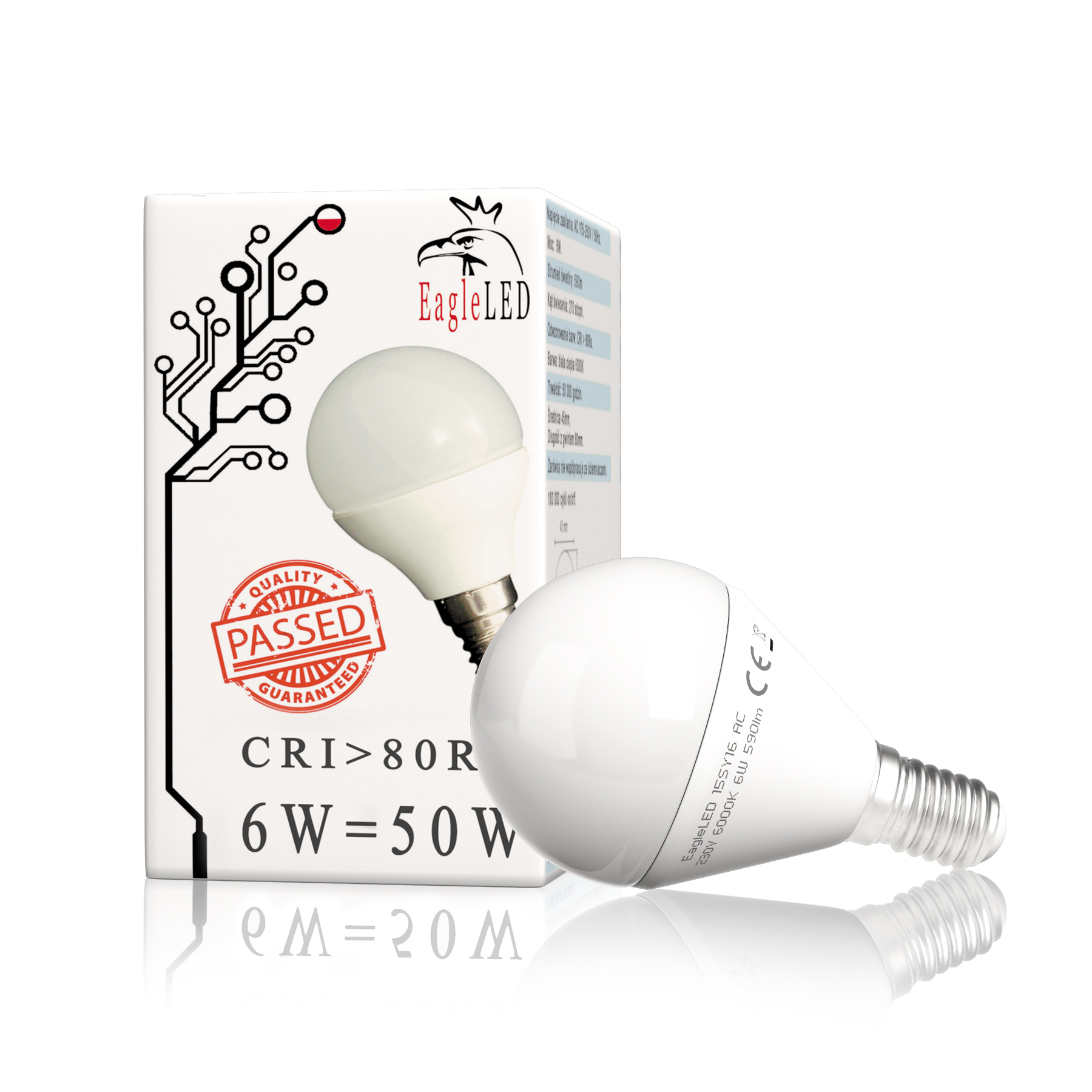 

Żarówka kulka Led E14 G45 6W=50W Zimna CCD El