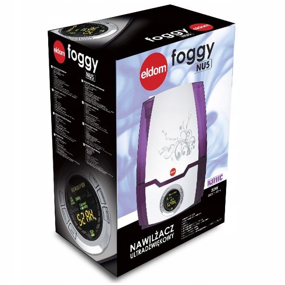 NAWILŻACZ POWIETRZA ELDOM NU5 PĘDZELEK ~ 3 FILTRY Moc 30 W