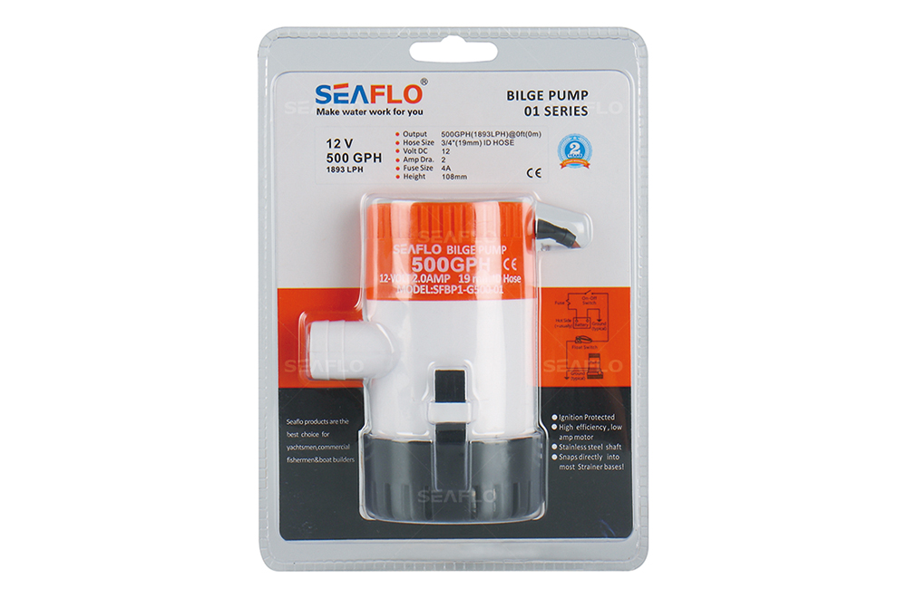 POMPA JACHTOWA WODY ZĘZOWA SEAFLO 12V 500GPH / 31L MIN - SUPER JAKOŚĆ Model SFBP1-G500-01-SEA