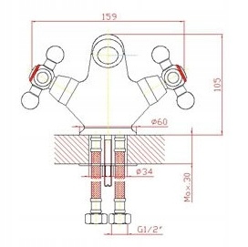 BATERIA BIDETOWA STOJĄCA RETRO CHROM POŁYSK ROYAL Marka Royal Sanitary