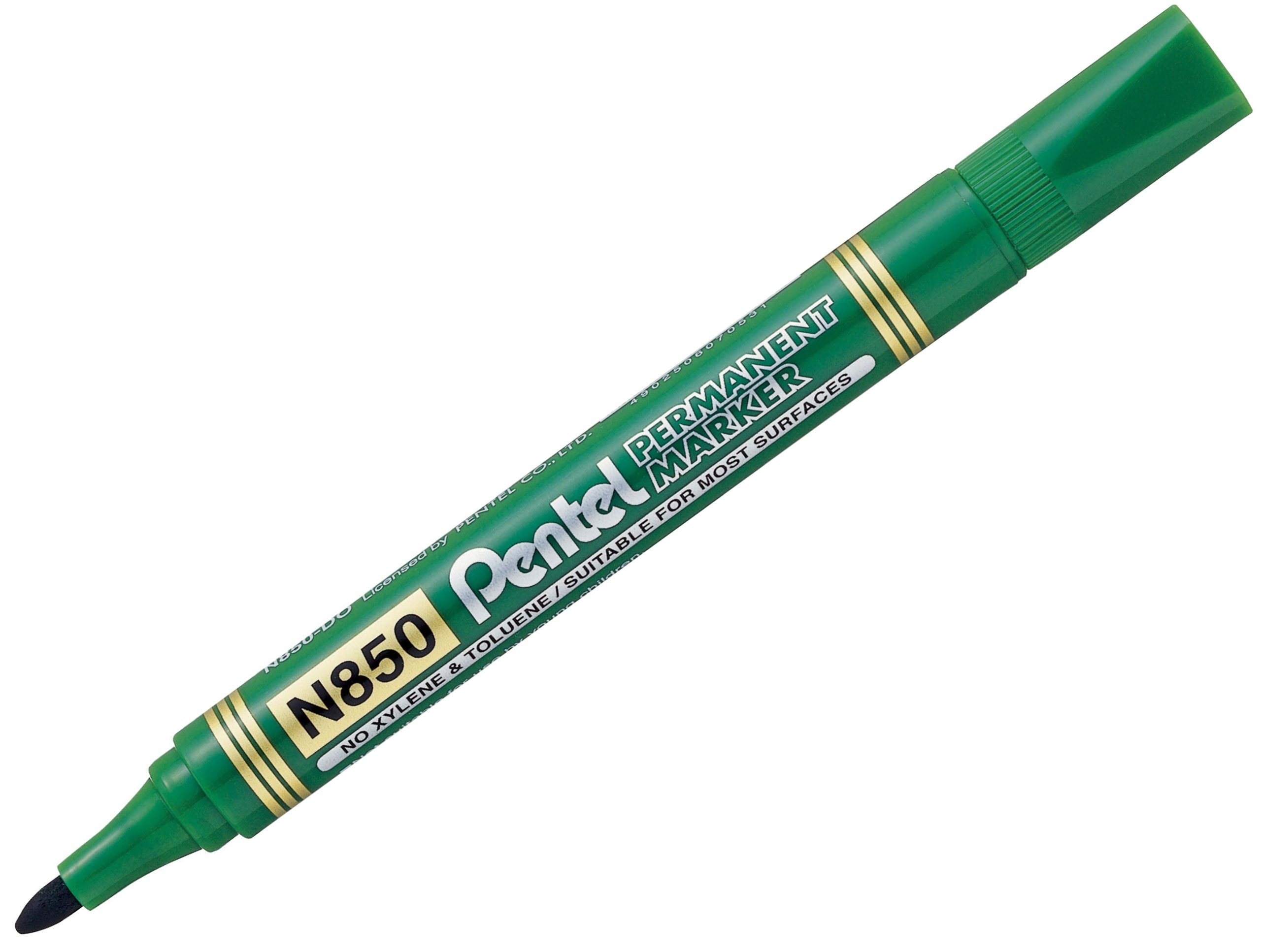 Marker permanentny PENTEL N850 z okrągłą końcówką zielony Kolor zielony