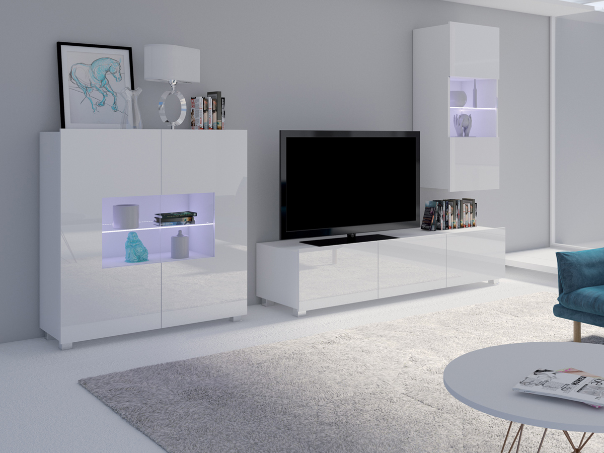 Модульная мебель для гостиной белая глянцевая