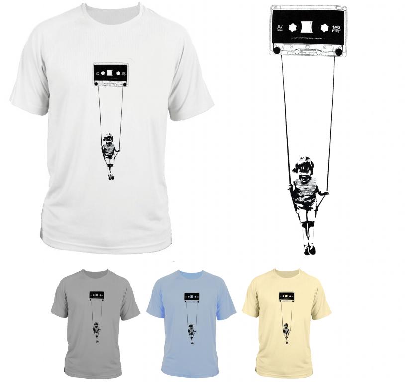 

koszulka t-shirt Banksy style / kaseta old school