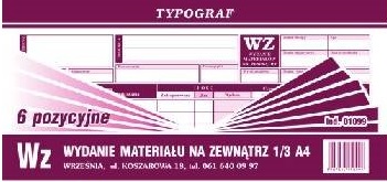 

Wz wydanie materiału na zewnątrz 1/3 A4 Typogrf