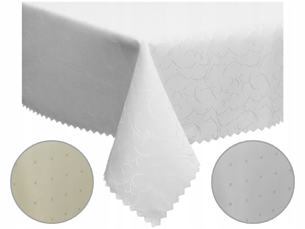 OBRUS PLAMOODPORNY - BIAŁY, KREM - WZORY 120 X 380