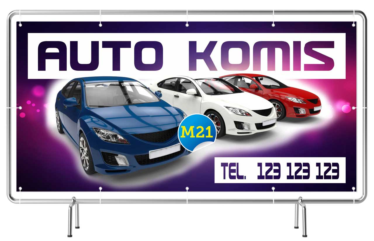 

Solidny Baner reklamowy 3x1m Auto Komis Szyld