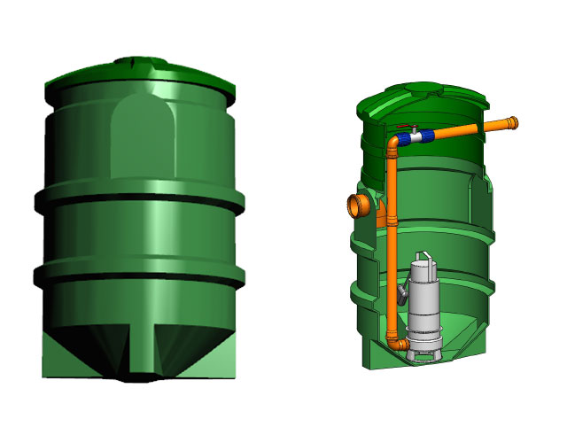Przepompownia szakk P180W 348l PP 700-1010 + pompa