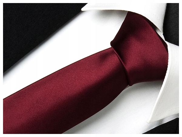 

Bordo Slim Fit Wąski 6cm Krawat Męski Gładki gs07