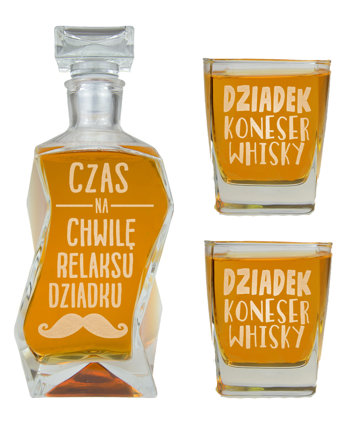 

Komplet Karafka + 2 Szklanki Dla Dziadka Prezent