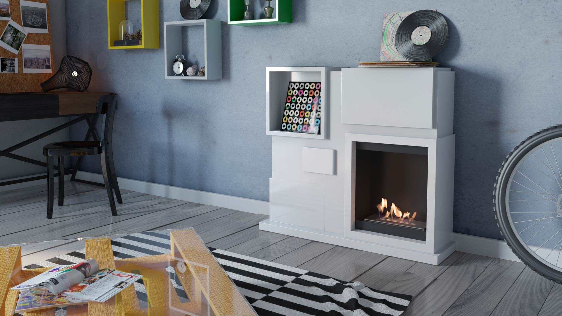 Biokominek bezdymny JULY wolnostojący + Kamyki Wysokość 97 cm