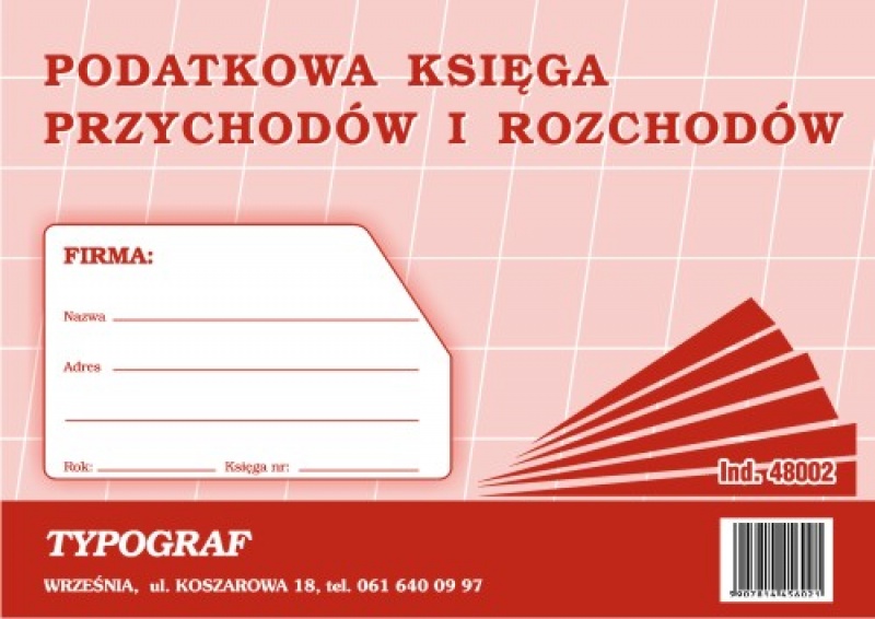 

Podatkowa księga przychodów i rozchodów A5 48002