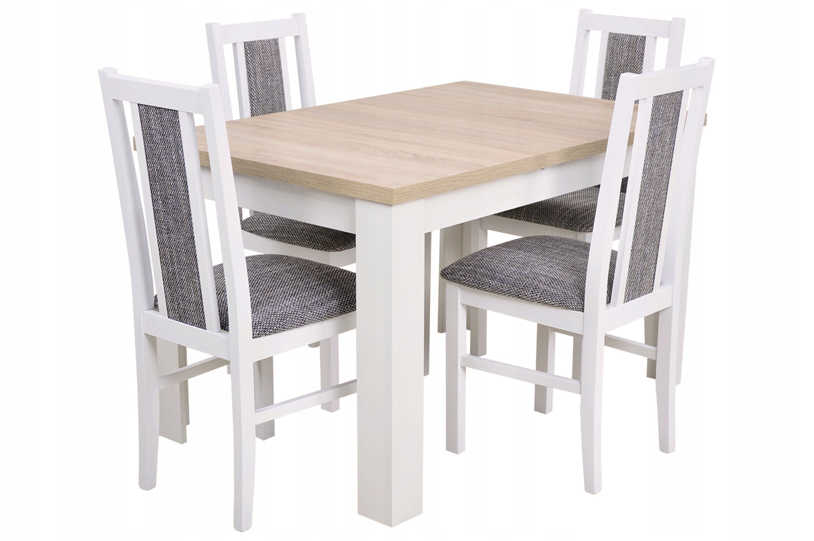 BIAŁY ZESTAW KUCHENNY stół i 4 KRZESŁA Z DREWNA