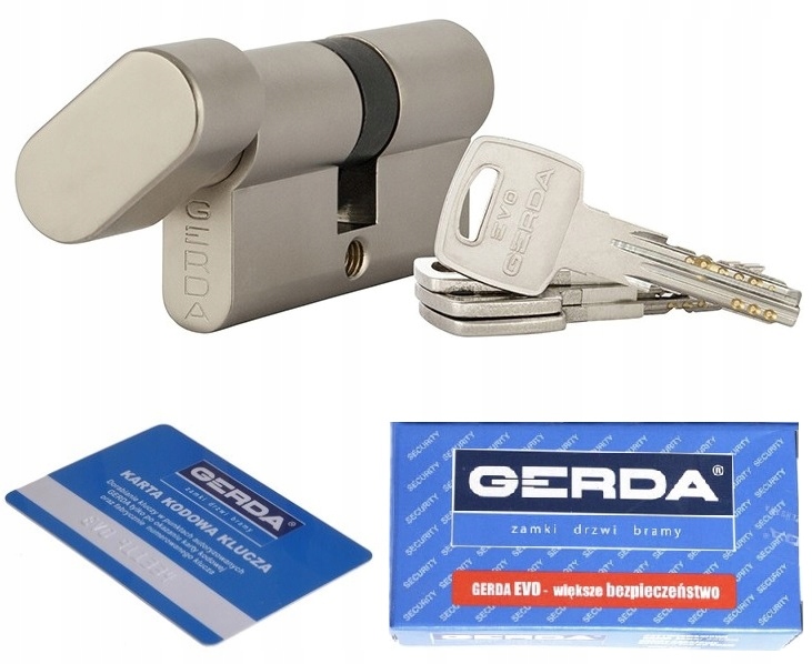 Wkładka z Gałką Gerda Evo antywłamaniowa 35G/50 Nikiel Satyna klasa C