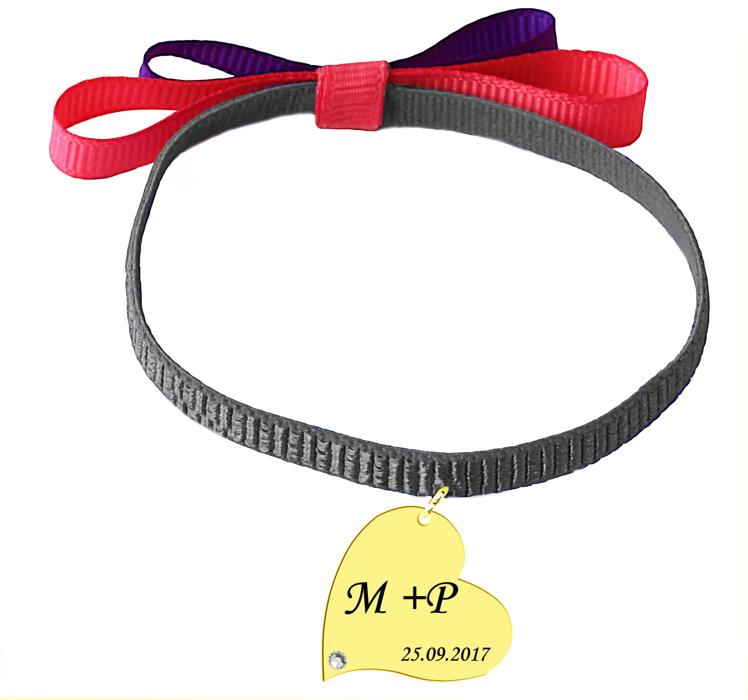 

Bransoletka Wstążka Kokardk Grawer Serce Swarovski