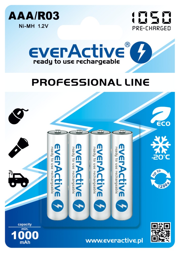 

4x Akumulatorki everActive 1050 R3 Aaa read to use