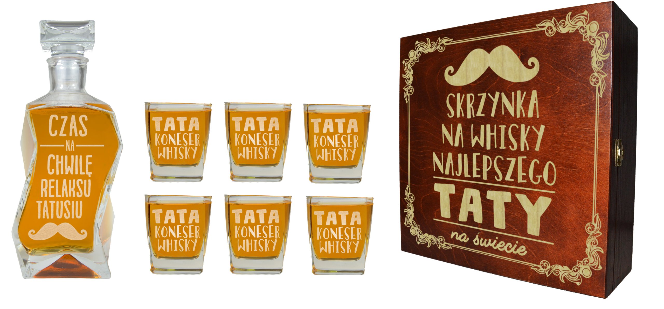 

Pudełko + Karafka + Szklanki Z Grawerem Dla Taty