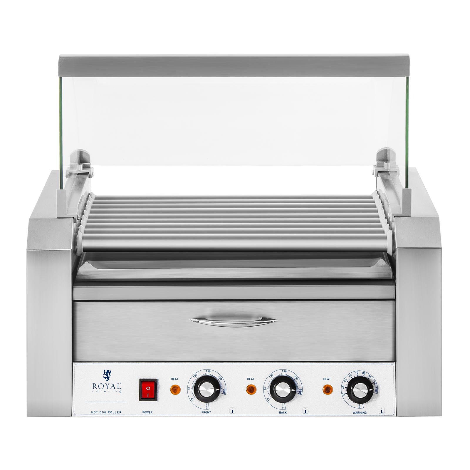 PODGRZEWACZ ROLKOWY 9 ROLEK Z SZUFLADĄ GRZEWCZĄ Zasilanie elektryczne