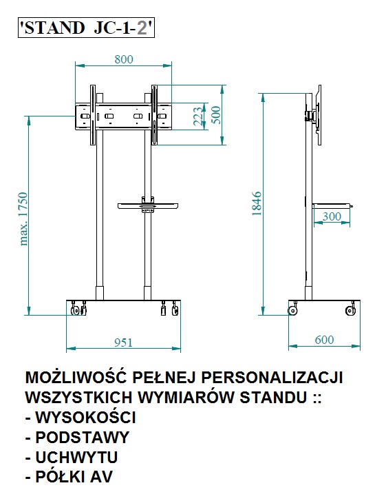 STOJAK STAND WÓZEK STATYW PODSTAWA DO MONITORA TV Typ podłogowy