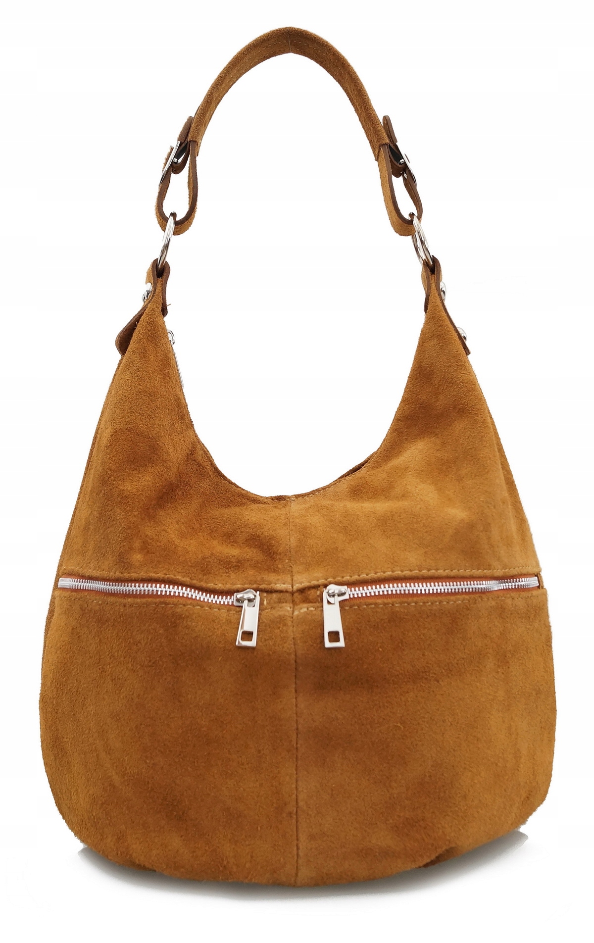 

Torebka Skórzana zamsz worek suwaki V318 camel