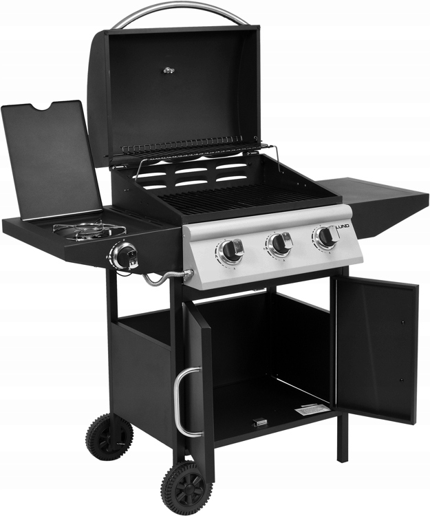 GRILL OGRODOWY GAZOWY Z SZAFKĄ I PALNIKIEM BOCZNYM Model 99642