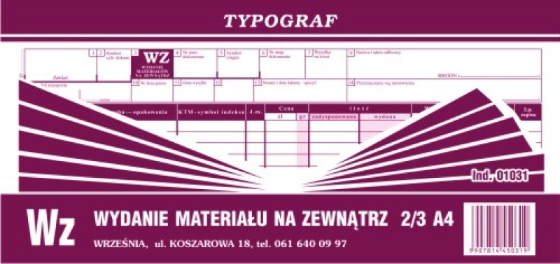 

Wz wydanie materiału na zewnątrz 2/3 A4 Typograf