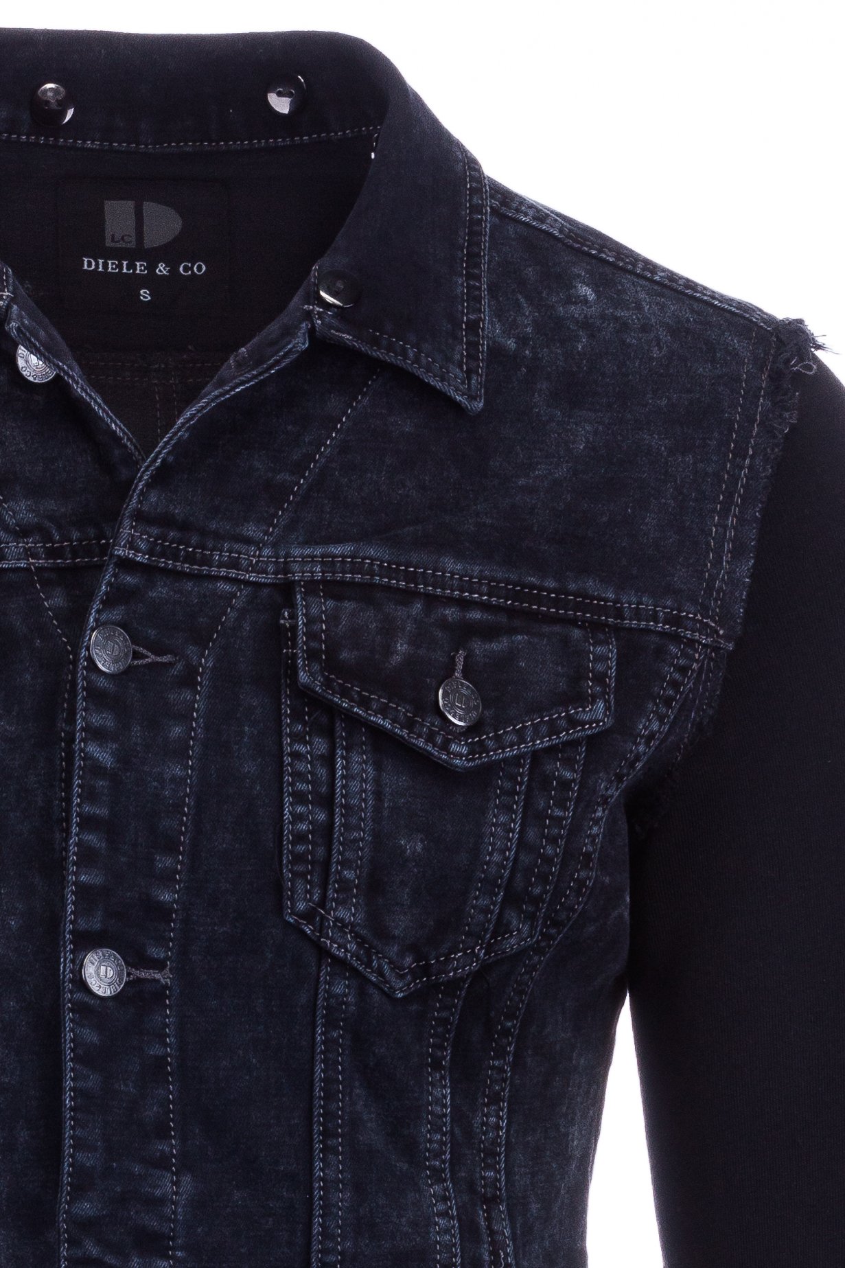 KATANA MĘSKA KURTKA Jeansowa z bluzą CZARNA: XXL Model DC-2116/SR