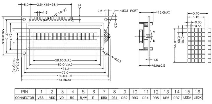 ART Nowe LCD 1x16-K/W WHITE (Białe podśw.LED) FSTN Kod producenta PC-1601A-FHW K/W-E6