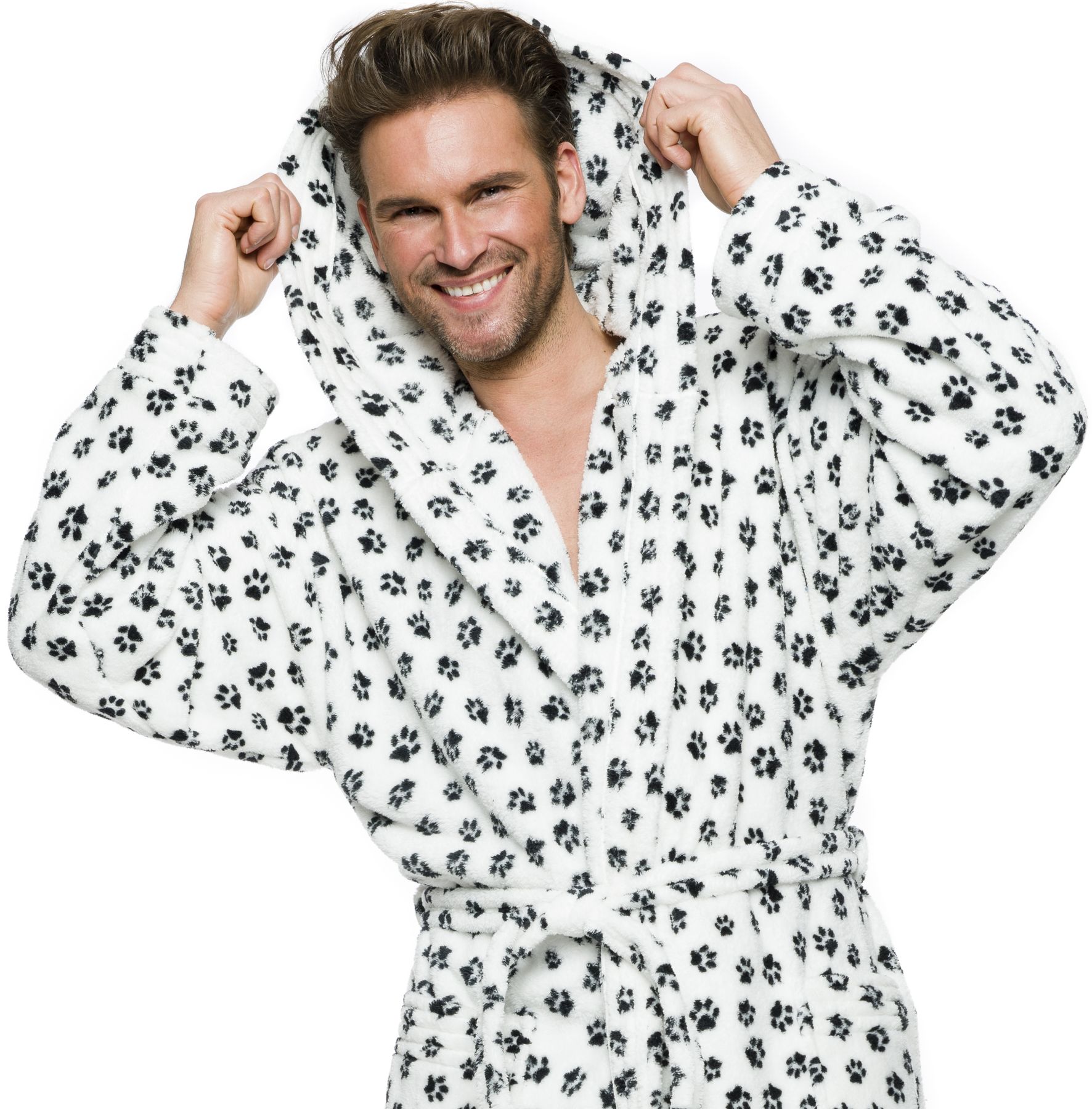 ŁAPKI MIŁY DŁUGI SZLAFROK MĘSKI Z KAPTUREM XL Płeć mężczyzna