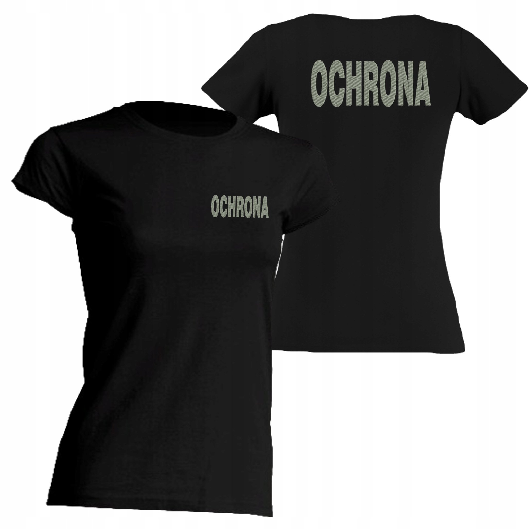 

T-shirt damski Ochrona z haftem w kolorze srebrnym