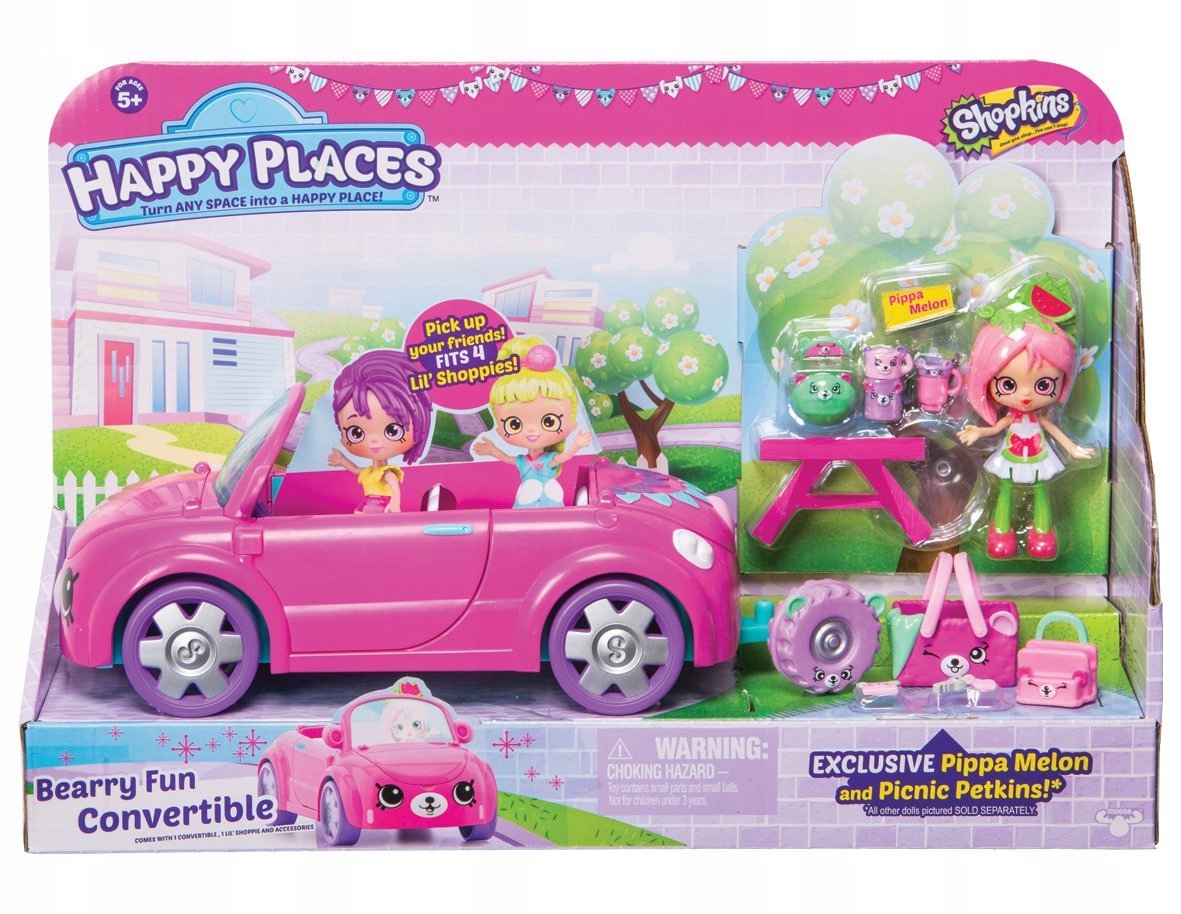 Shopkins Happy Places Lalka Bearry Kabriolet Auto 7401333019