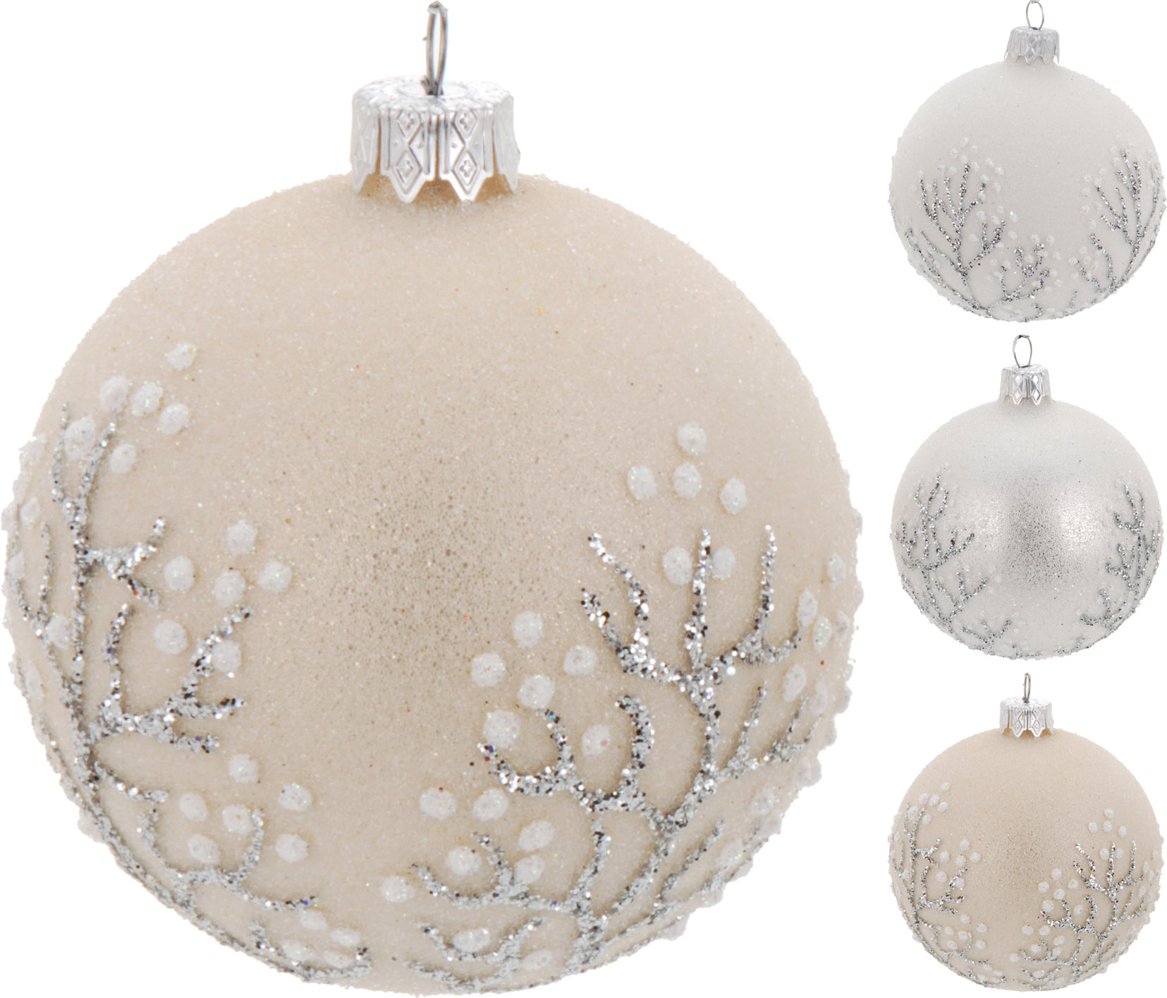 BOMBKI bombka ozdoba choinka ŚWIĘTA białe 8cm 6szt - 7015187865