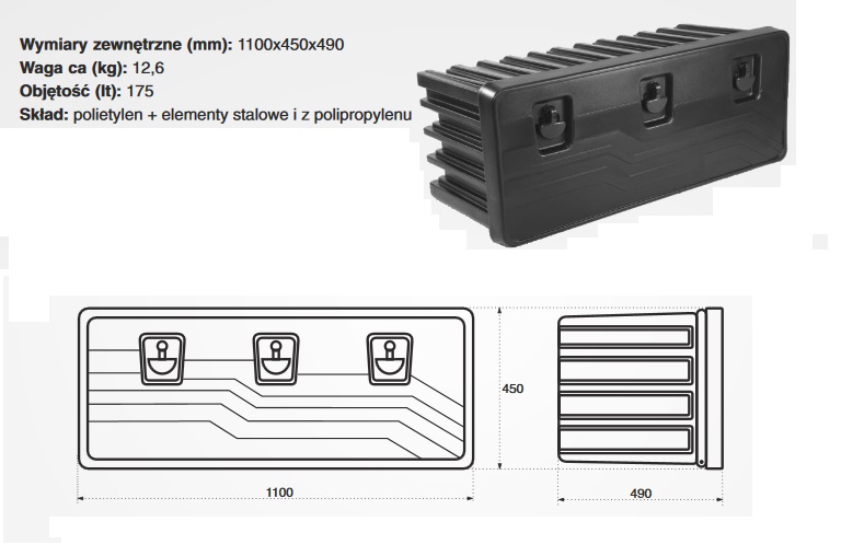 Skrzynka Narzędz 1100x490x450 Przyczepa Naczepa
