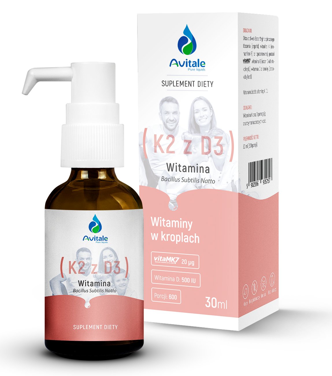 Naturalna Witamina K2 D3 Vitamk7 Krople Avitale 7183904418