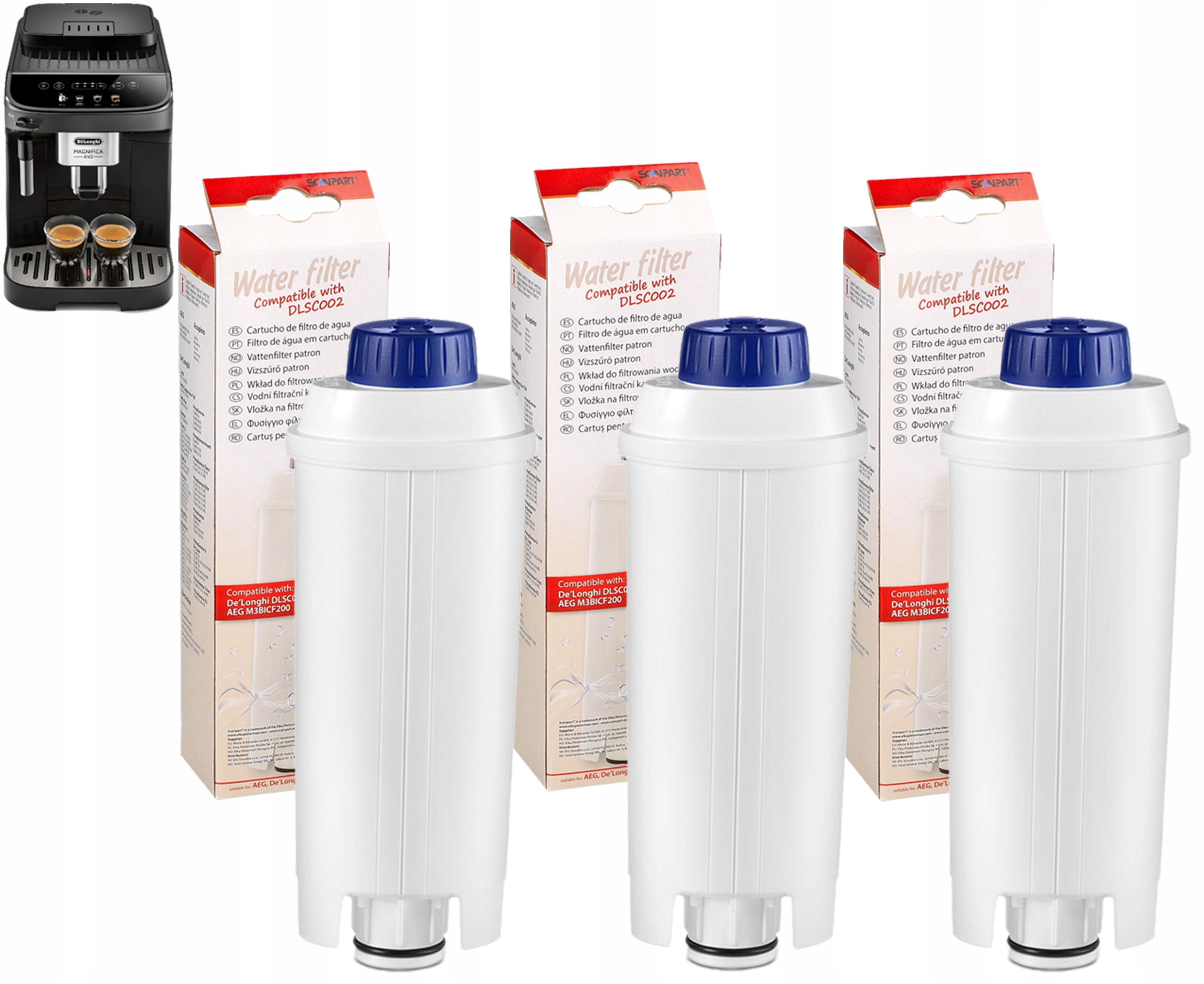 Filtr Wkład filtrujący wodę do ekspresu Delonghi zamiennik DLSC002 3 szt