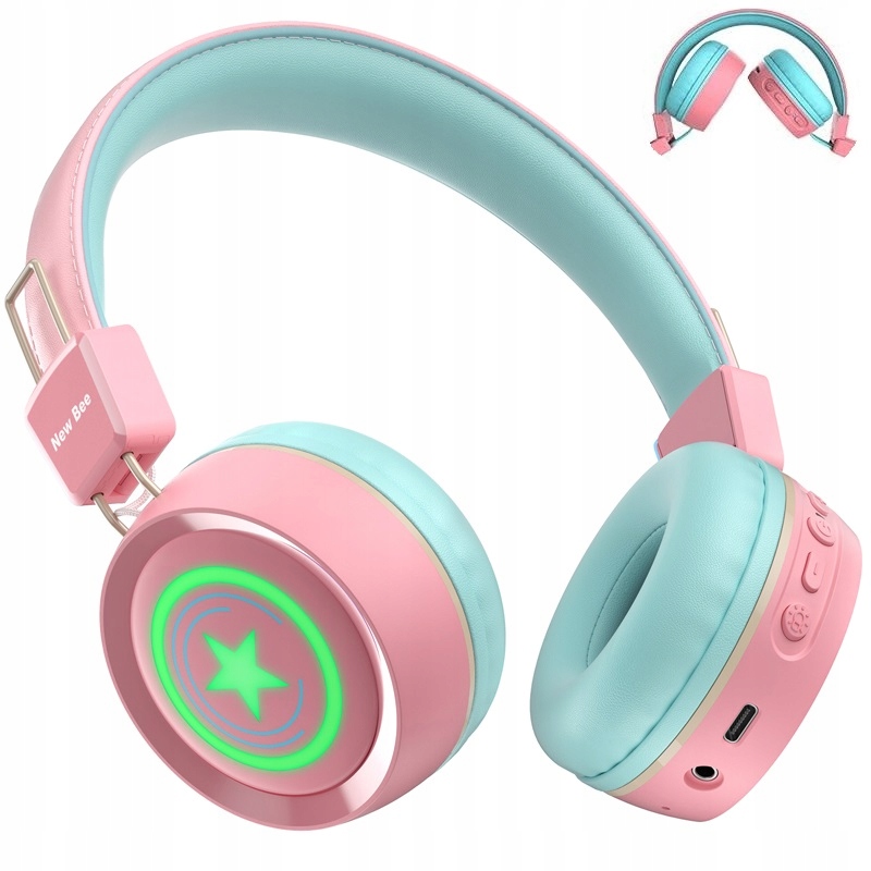 Słuchawki Dla Dzieci New Bee KH22B Bezprzewodowe Składane Led Bluetooth 32h