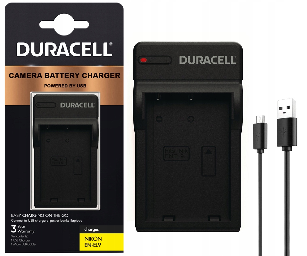 Ładowarka Duracell do Nikon EN-EL9 EN-EL9A D40 D40A D40X D60 D3000 D5000