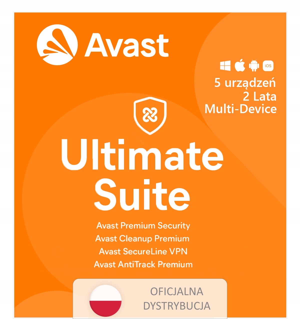 Avast Ultimate 5 stanowisk 2 lata Vpn AntiTrack CleanUp