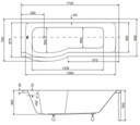 фото mini №2, Trough angular acrylic besco inspiro drain center 170 x 70 centimeters